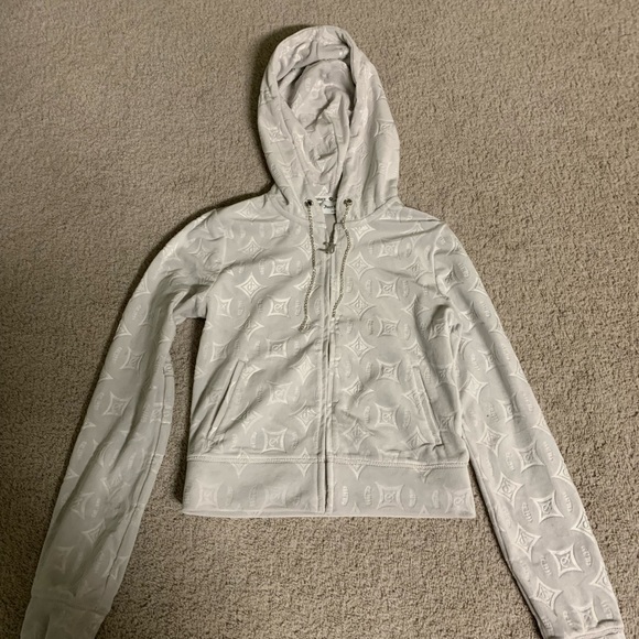 Juicy couture embossed zip up hoodie w/ rhinestone drawstrings - Picture 4 of 5